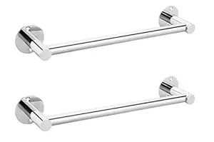 SHUBH 12 INCH Stainless Steel Towel Bar | Bathroom Towel Rod Holder | Wall Mounted Hand Towel Rail for Kitchen and Washroom Pack of 2