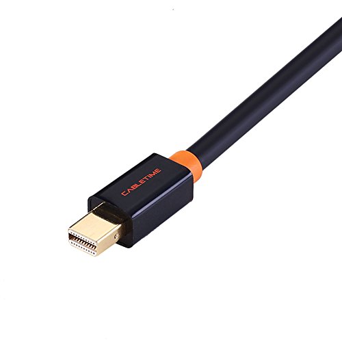 cabletime Mini DP auf DP Kabel, Mini DisplayPort Stecker auf DisplayPort Stecker, unterstützt 4 K/2 K (3840 x 2160), vergoldet, kompatibel für Mac Book Series, Oberfläche Serie, Dell, Lenovo, HP mit Mini DP Schnittstelle, 10feet (3 M), schwarz - 3