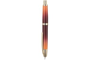 WIKULT Jinhao 10 Capless Fountain Pen with Box, Caramel Orange Gradient Retractable Fine Nib with Ink Converte Set (Golden Clip)