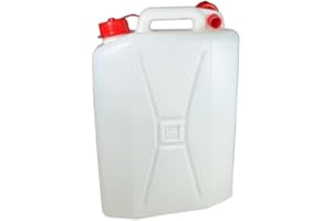 AURACASA Tanica per Acqua in Plastica, in bianco con Tappo Rosso, Contenitore Portatile (CLASSICO, 15 LT)