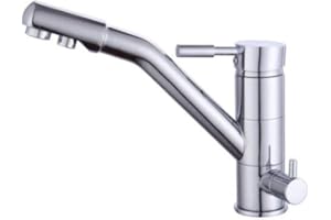 OU BEST CHOOSE Grifo Cocina 3 Vías Osmosis Grifos, Fregadero Monomando Latón Cromo Filtro Agua Grifo, Grifería para Agua Filtrada/Agua Fría/Agua Caliente