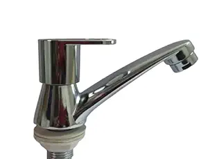 Redcroc Max Steel Pillar Cock Tap, Silver, Chrome Finish