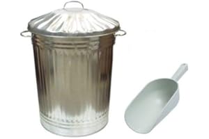 S&MC Gardenware Large Metal Bin Dustbin / Bird Seed / Animal / Horse / Chicken / Feed / Food / Storage + SCOOP