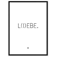 L(I)EBE - Kunstdruck auf wunderbarem Hahnemühle Papier DIN A4 -ohne Rahmen- schwarz-weißes Bild Poster zur Deko im Büro / Wohnung / als Geschenk Mitbringsel zum Geburtstag etc. - Lebe Liebe