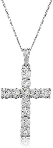 2CT Certified G/VS2 Round BrilliantCut Claw Set Diamond Cross Pendant in 18K White Gold