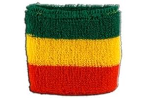 Digni® Poignet éponge avec Drapeau Éthiopie sans Blason, Rasta