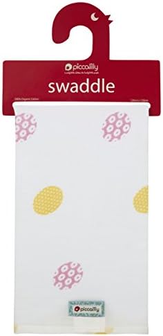 Piccalilly Extra Large Muslin Swaddle Blanket Organic Cotton Girls Daisy Pink Yellow Spot 120 x 120cm