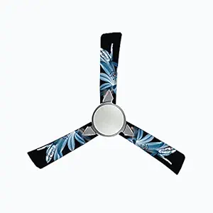 woopme Flower Ceiling Or Roof Fan Blade Stickers for Living Kids Couple Bedroom Home Office Decor Vinyl Printed Fan Leaf Decal L X H 50 X 16 Cms Each ( 4 pcs)