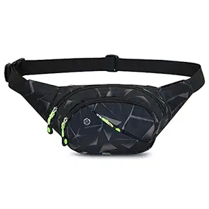 GUSTAVETravel Bag Waist Packs Multiple Functions Chest Back Bags Chest Pouch with Adjustable Belt Strap for Men Women Fit for Outdoor Events Hiking Cycling Running (Black)