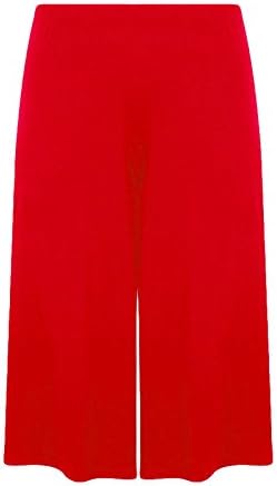 New Ladies Women Pull On Soft Jersey Culottes Standard &amp; Plus Sizes 14-26 (20, RED)