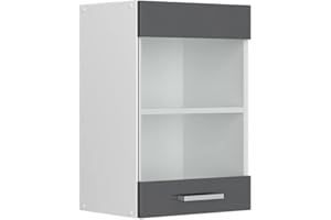 Vicco Glass kitchen cabinet Raul, Anthracite high gloss/White, 40 cm