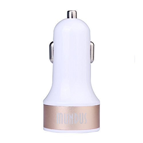 Qisan® Auto-Ladegerät Doppel-USB-Auto-Adapter-2,4A / 12W Built-in Sicherheits-Schutz-Round White Gold - 2