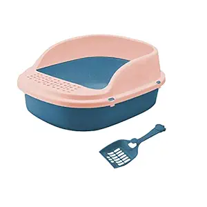 Emily Pets Cat Rabbit Litter Tray with Rim Semi Closed Style of Cat Dog Rabbit Pet Toilet Litter Basin Place
