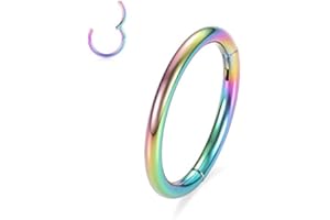 hengkaixuan 316L Surgical Steel Hinged Seamless Septum Clicker Ring 20G/18gG/16G/14G/12G/10G/8G Nose Ring Tragus Cartilage Helix Daith Tragus Earring Hoop Piercing Jewelry for Women Girls