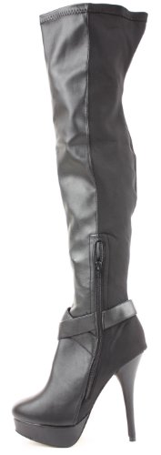 Ladies Womens Winter Over the Knee Platform Heel Thigh High Stretch Boots Size 3-8 New