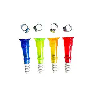 Pvc Water tap hose connector/rubber pipe jointer/pipe nozzle chilam 1/2 inch with Adjustable hose spring clip clamp for washroom, kitchen,home, garden use - Set of 4 (color may vary)