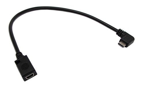 Typ C Kabel 90 Grad rechts, cerrxian USB 2.0 Mini Buchse an USB C (Typ C) Stecker links/rechts Winkel Sync & Charge Konverter Adapter Kabel 25,4 cm - 2
