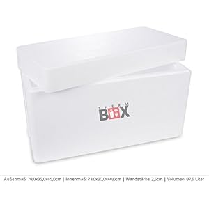 Styroporbox Weiß Isolierbox Thermobox Kühlbox Warmhaltebox 78,5x35,5x46cm - 87,60 Liter Volumen