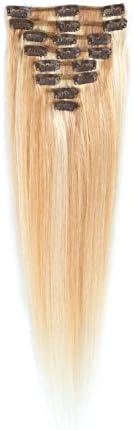 Winky Wiggery 16"-22" inches 8PCS 70g-85g, Full Head Clip in 100% Real human Hair Extensions for Women Beauty (22"22", #18/613 Ash Blonde/Bleach Blonde)