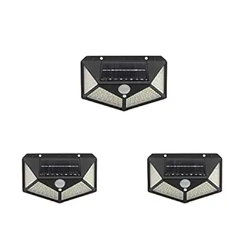 ASGTRADE Solar 100 Led Lights Outdoor,Solar Wall Light, 3 Adjustment Modes Motion Sensor Control Solar Lights with 270? Wide Angle - Cool White (3)