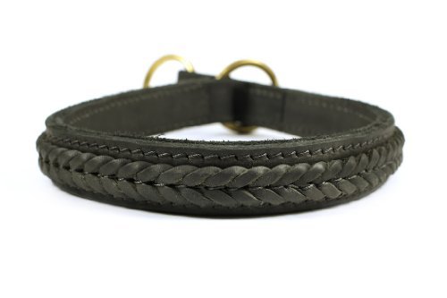Dean-and-Tyler-CLASSY-KEIR-Choke-Dog-Collar-Solid-Brass-Hardware-Black-Size-41cm-x-3cm-Width-Fits-neck-size-14-Inches-to-16-Inches