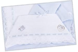 T&R BABY set lenzuolino 3 pz culla carrozzino da ricamare con inserti in san gallo (celeste)