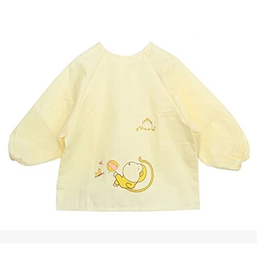 Lovely Monkey Smocks Baby Feeding Clothes Baby Bibs ,Yellow