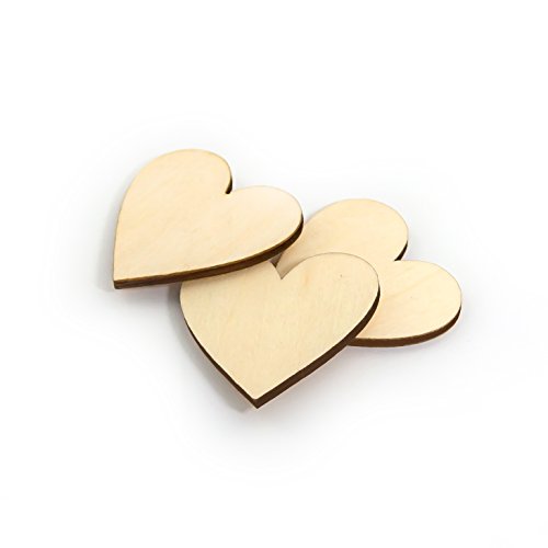 Oblique-Unique® 50 Stück Herz Holz Scheiben zur Dekoration Verzierungen Bearbeitung Handwerk - 4