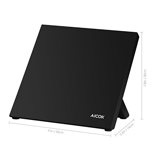 Aicok Magnetischer Messerblockset, Messerset Mit Magnetischem Messerhalter, 6-tlg, Rostfreier Spezialstahl Messerblock Set mit Magnetischem Messerbrett, Schwarz - 6