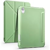 Aksesuarcim Apple iPad Mini 2021 (6.Nesil) ile Uyumlu Kılıf Silikon Yumuşak Kalem B&ouml;lmeli Esnek 4 Farklı Stand Olabilen Table