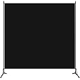 vidaXL 1-Panel Room Divider Panel Screen Movable Partition Privacy Separator Wall Furniture Indoor Bedroom Office Black 175x180 cm