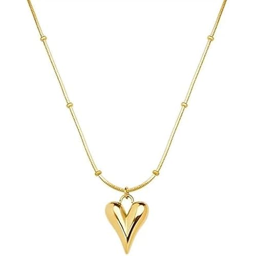MEENAZ pendant necklace chain for women girls Love anti tarnish stainless steel gold stylish Neck Chain | Heart Locket | Modern Design | Birthday Gift Valentine| Aesthetic Jewellery | Accessories