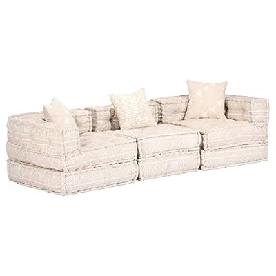 vidaXL Canapé-lit Modulaire à 3 Places Sofa de Salon avec 2 Oreillers Canapé Convertible Salle de Séjour Maison Intérieur Bureau Tissu