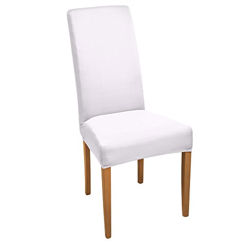 Beautissu® Stuhlhusse Mia – 45×45 cm Stretch-Stuhlbezug – elegante, moderne Bi-Elastic Husse – ÖKO-TEX – weiß - 2
