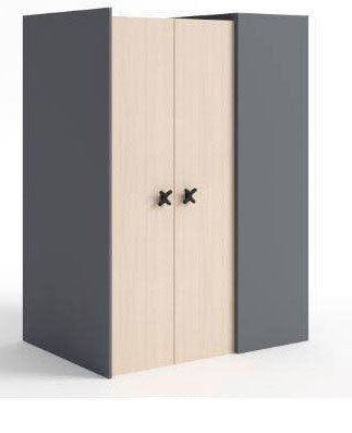 Easily Accessible WalkIn Wardrobe Closet Iks X01 Right Anthracite/Oak Wardrobe in Cream.