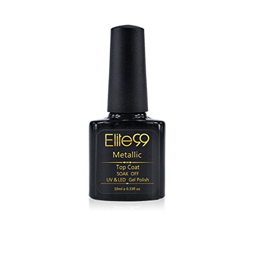Elite99 Colourful Rainbow Nail Polish Holographic Nail Art Manicure Soak Off Colour Nail Lacquer 10ml (Metallic Top Coat)