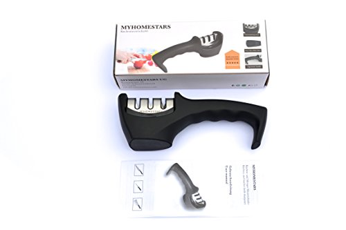 MYHOMESTARS Premium Messerschärfer , Messerschleifer für Keramik – und glatte Edelstahlmesser. Nie mehr stumpfe Messerklingen für das absolute Kochvergnügen ! - 5