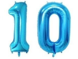 SiDeSo® 2 Folienballon XXL ZAHL 10 BLAU Heliumgeeignet Party Geburtstag Jahrestag Hochzeitstag
