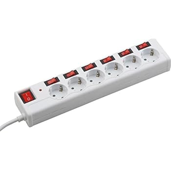 10x Mehrfachsteckdose Tischsteckdose 6 Fach Weiss Schalter