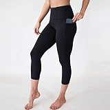 TianWlio Leggings Damen Frauen Hohe Taillen Yoga Hosen Taschen Bauch Trainings Laufende Sport Gamaschen Grau L