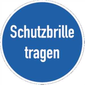 Aufkleber Schutzbrille tragen 20cm Ø Folie