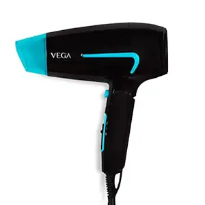 VEGA U-Style 1600 Foldable Hair Dryer For Men & Women With Cool Shot Button, Black