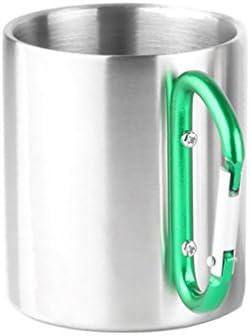 Uarter Carabiner Mug, Stainless Steel Travel Mug Cup Durable with Black Lock Buckle Handle for Home Outdoor Travel (Green)