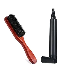 Dasuny 2pcs Beard Pencil Filler Kit Beard Pen and Wooden Beard Brush Moustache Filling Pen Waterproof Men Beard Makeup