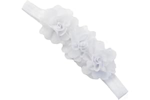 WAMBERE 2 Stück Baby Haarband Chiffon Baby Stirnband Blumen Stirnband Baby Mädchen Stirnbänder Elastischer Turban Haarschmuck für Säuglinge Kleinkinder Neugeborene,Babyzubehör Haarschmuck,Weiss