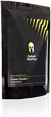Goliath Nutrition Pure Whey Protein Powder Sports Supplement | Strawberry Flavour | 1KG Pouch | 22g Protein, 2.8g Carb, 2g Fat per serving | Pre/Post Workout Blend