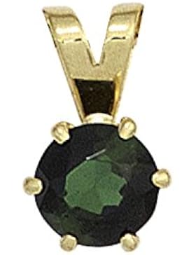 14 k ( 585 ) Gold Anhänger mit Turmaline - B 5,90 mm - H 10,40 mm - T 5,00 mm