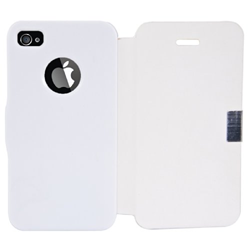 kwmobile Funda para Apple iPhone 4   4S - Carcasa con  Tapa Tipo Libro  para m  vil - Case Protector en  Blanco 