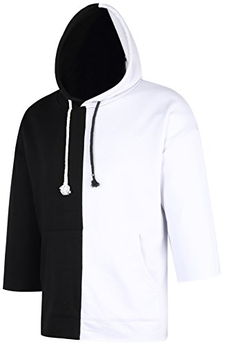 Preisvergleich Produktbild Pizoff Unisex KONTRAST kapuzenpullover kimono mit unbearbeitetem Saum tief sitzende Schulternähte Dreiviertelärmeln Y1743-04-XL