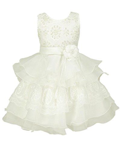 go2victoria Lace & Organza Occasion Baby Girl Infant Pageant Christening Dress Ivory 18 Months (I898-L)